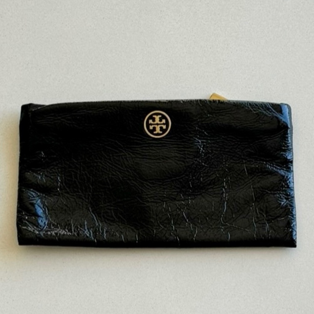 Tory Burch black leather clutch